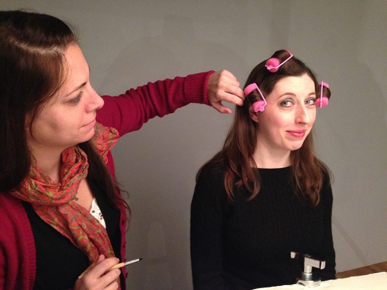 Jen and Jenn working the curlers on the reckless shoot