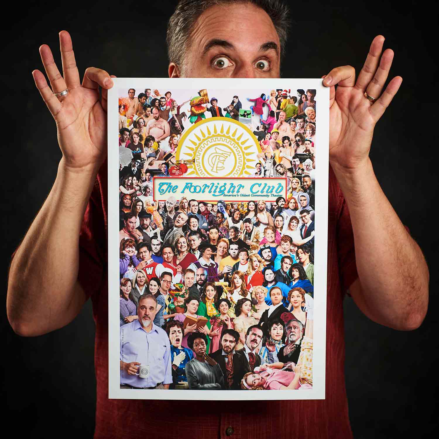 Limited edition poster featuring over 110 cast members, photographed since 2003, for the Footlight Club. Proceeds from the sale of this poster will be donated to the Footlight Club Tech Fund
