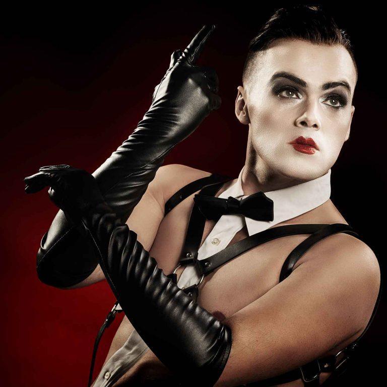 David Rodrigues as Emcee for the Footlight Club production of Cabaret