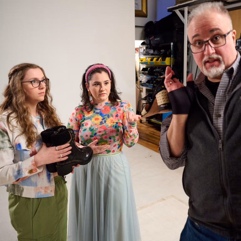 Samantha Hughson and Olivia Bartolomei, behind the scenes on the brand photos for The Prom at The Footlight Club